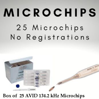 Box of  25 AVID 134.2 kHz Microchips